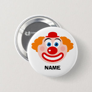 Funny circus clown buttons with custom name