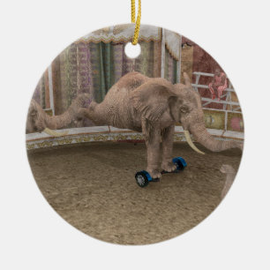 Funny Circus Elephants Ceramic Ornament