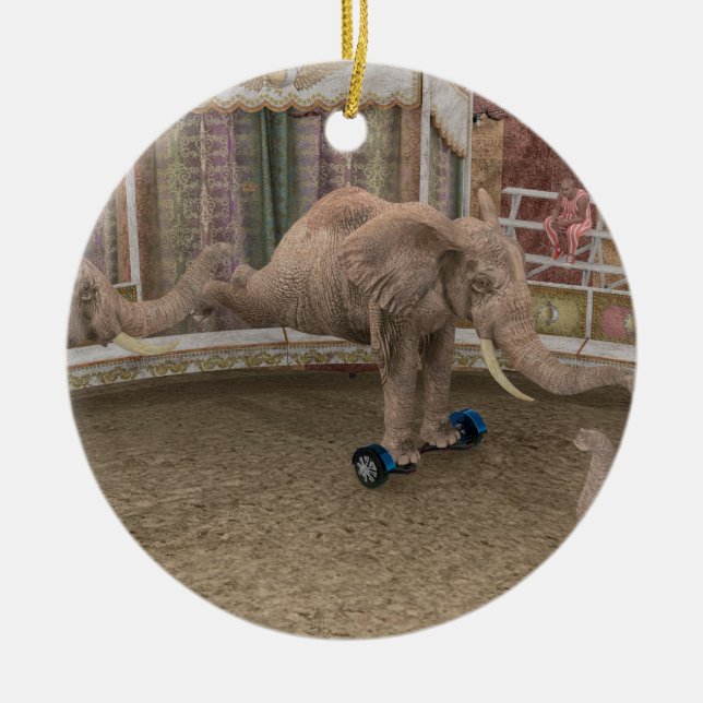Funny Circus Elephants Ceramic Ornament (Front)