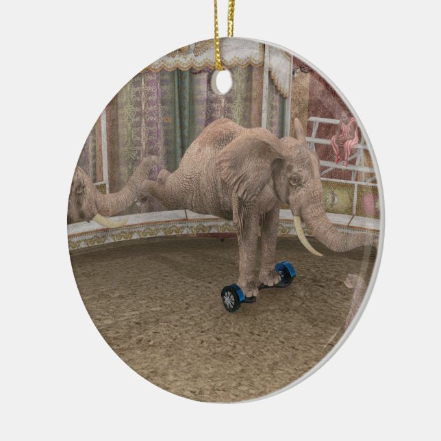 Funny Circus Elephants Ceramic Ornament (Left)