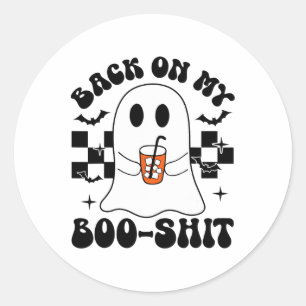 Funny Ck On My Boo- Cute Ghost Halloween Spooky Se Classic Round Sticker