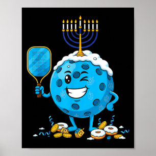 Funny Ckleball Dreidel Menorah Hanukkah Kids Women Poster