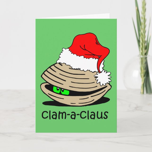 Funny clam Christmas Holiday Card (Front)