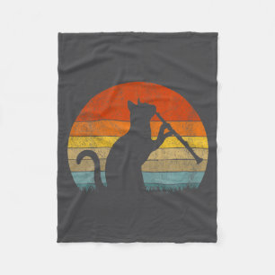 Funny Clarinet Cat Clarinet Player Musician Retro  Fleece Blanket