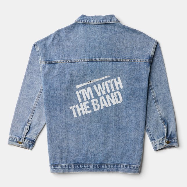 Funny Clarinet Player Denim Jacket (Back)