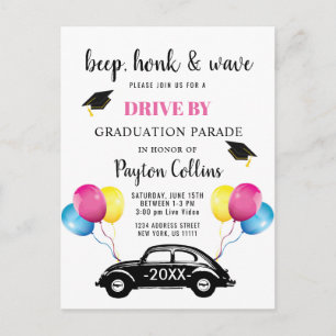 Funny Class of 2024 DRIVE BY Graduation Party Ann Announcement Postcard