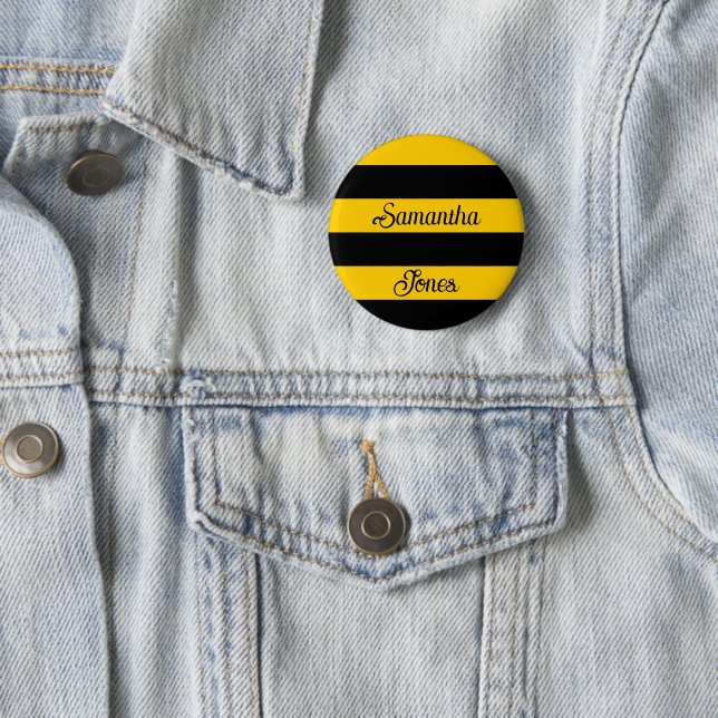Funny Classic Bumble Bee Stripes Striped Pattern 6 Cm Round Badge (In Situ)