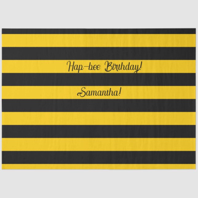 Funny Classic Bumble Bee Stripes Striped Pattern Tissue Paper (Front)