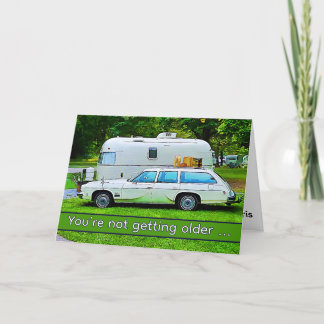 Funny Classic Retro Camper Happy Birthday Card