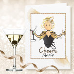 Funny Classy Female Cartoon Martini Birthday  Card<br><div class="desc">Is that Fabulous person celebrating a birthday?  This classy card can be personalized with her name and your birthday greeting!</div>