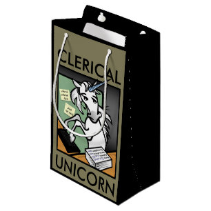 FUNNY CLERICAL UNICORN SMALL MATTE GIFT BAG