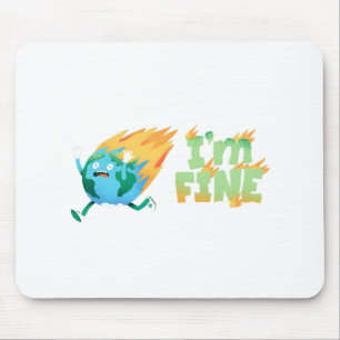 Funny Climate Change Earth “I’m Fine” Design Mouse Pad