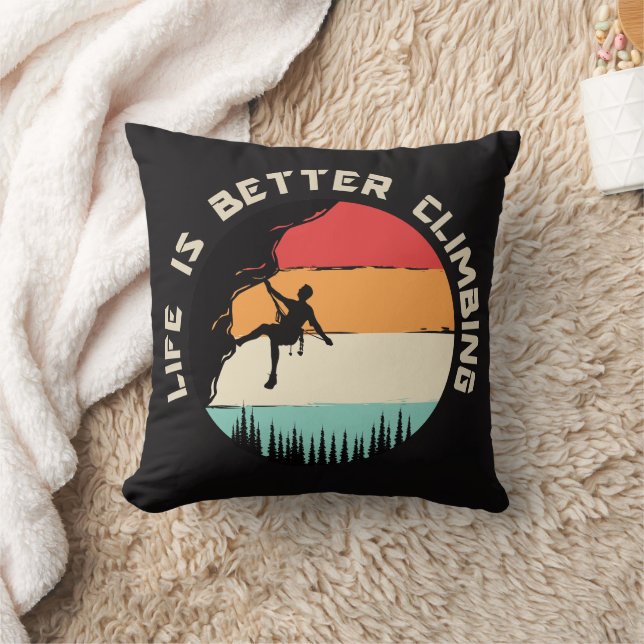 Funny Climber Throw Pillow (Blanket)