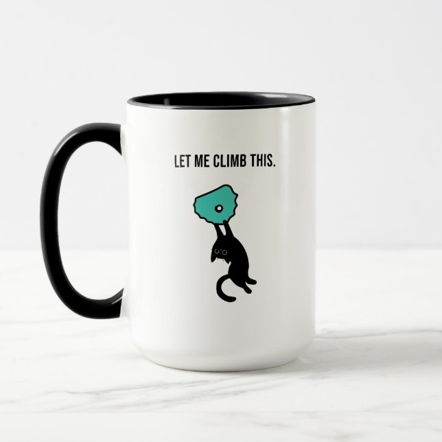 Funny Climbing Cat Catches Climbing Hold Mug (Left)