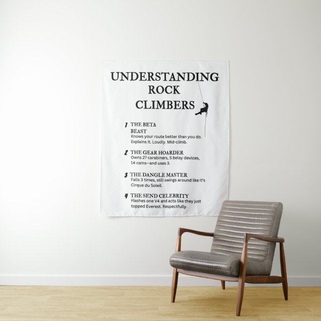 Funny Climbing Quotes for Boulder Brains Tapestry (In Situ)