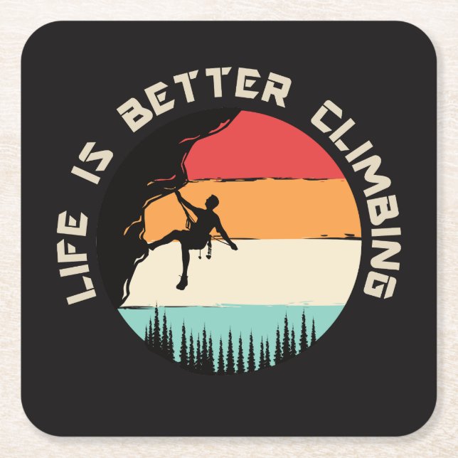 Funny Climbing  Square Paper Coaster (Front)