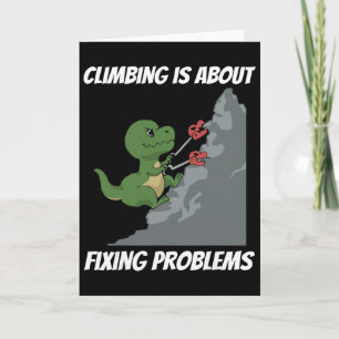 Funny Climbing T-rex Rock Climber Dinosaur Tee Card