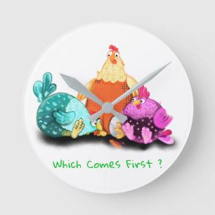 Funny Clock - Chickens Waiting Egg To Hatch
