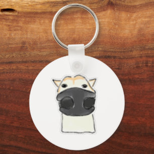Funny Close Up Horse Snout Doodle Key Ring