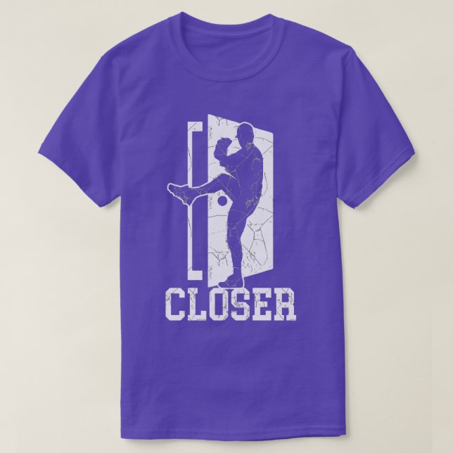 Funny Closer Slam the Door Baseball Pitching Pitch T-Shirt (Design Front)
