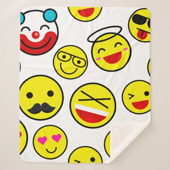 funny clown emojis sherpa blanket (Front)