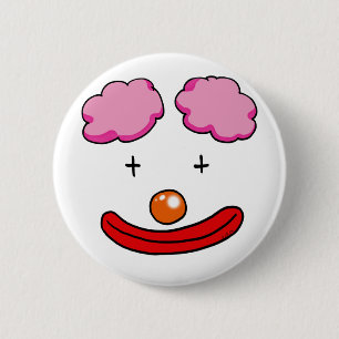 Funny clown face 6 cm round badge