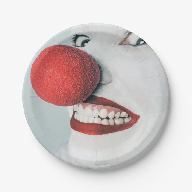 Funny Clown Face Birthday Paper Plate (Front)