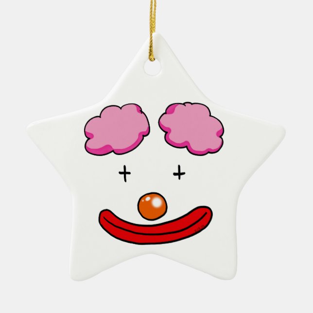 Funny clown face ceramic tree decoration (Front)