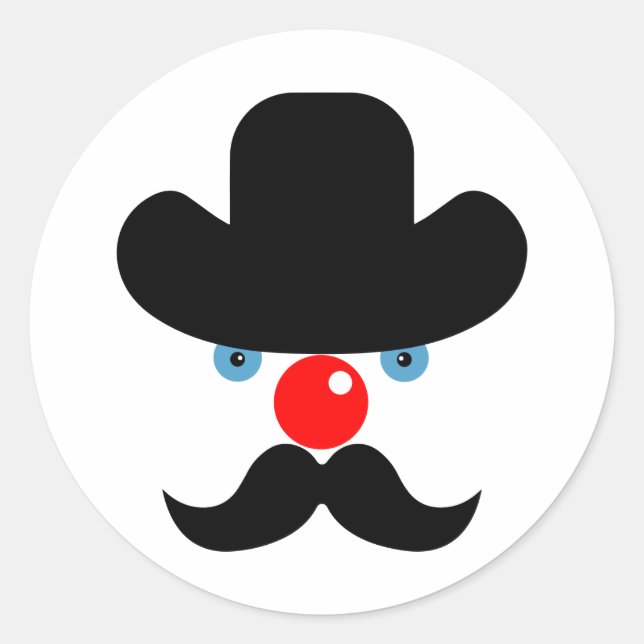Funny clown face classic round sticker (Front)