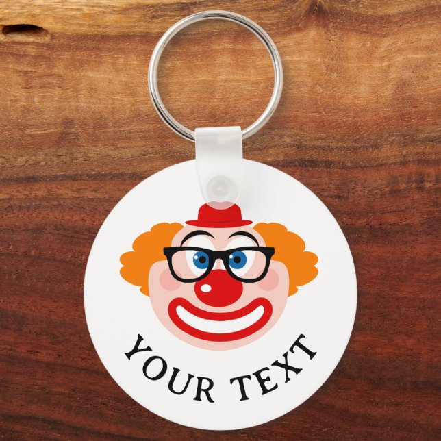 Funny clown face with spectacles custom key ring (Front)