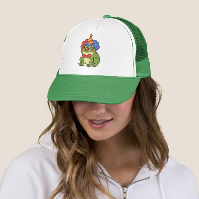 Funny Clown Frog Sticker Trucker Hat (In Situ)