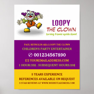 Funny Clown, Kids Entertainer, Clown Advertising Poster