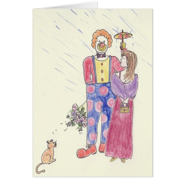 Funny Clown Love Romance Humour Quirky Drawing Art (Front)