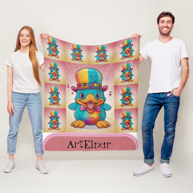 Funny Clown Platypus Print  Fleece Blanket (In Situ)