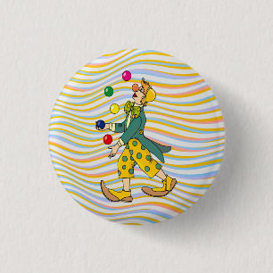 Funny Clown Playing With Colourful Balls 3 Cm Round Badge
