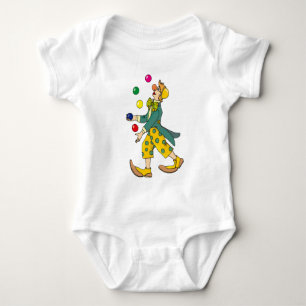 Funny Clown Playing With Colourful Balls Baby Bodysuit