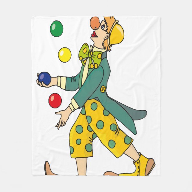 Funny Clown Playing With Colourful Balls Fleece Blanket (Front)