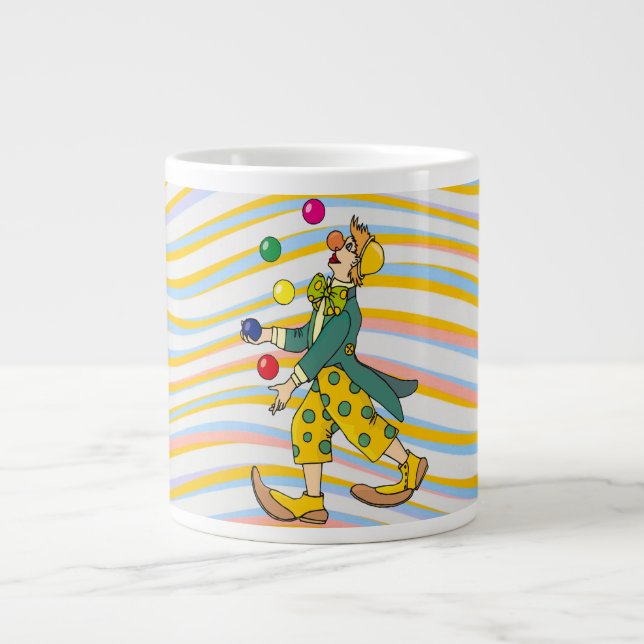 Funny Clown Playing With Colourful Balls Large Coffee Mug (Front)