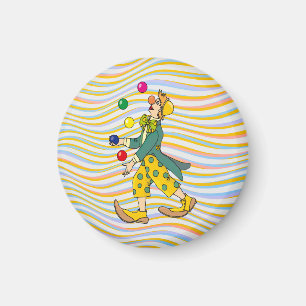 Funny Clown Playing With Colourful Balls Magnet