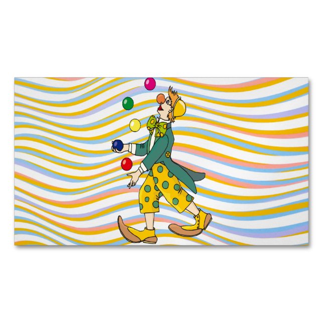 Funny Clown Playing With Colourful Balls Magnetic Business Card (Front)