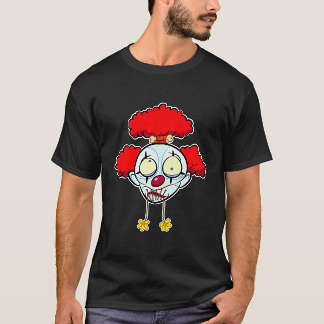 Funny Clown Shrunken Head T-Shirt (Front)
