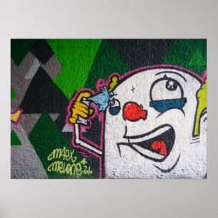 Funny Clown With White Face Poster