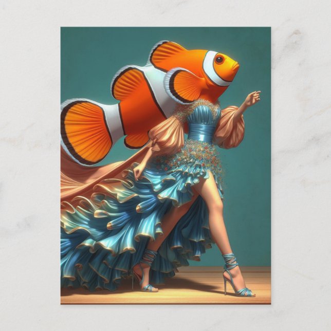 Funny ClownFish Fashion Postcard (Front)