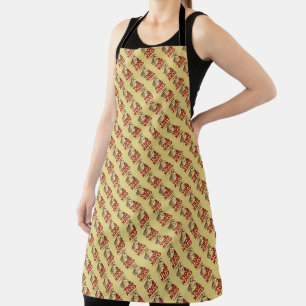 Funny "Cluck & Roll" Cool Rooster Cartoon Design Apron