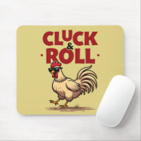 Funny "Cluck & Roll" Cool Rooster Cartoon Design