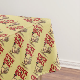 Funny "Cluck & Roll" Cool Rooster Cartoon Design Tablecloth