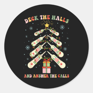 Funny Cna Nurse Christmas Medical Xmas Trees Nursi Classic Round Sticker