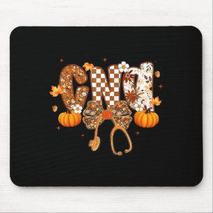 Funny Cna Nurse Coquette Bow Stethoscope Fall Girl Mouse Pad