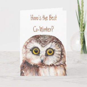 Funny Co-worker Birthday, Wise Owl Humour Card