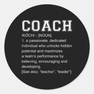 Funny Coach Definition Bysebyll Footbyll Teacher S Classic Round Sticker